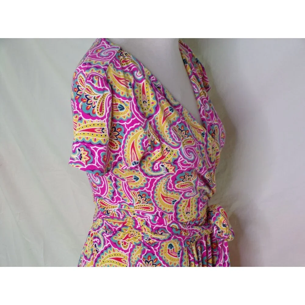 🆕 BODEN Evangeline V-Neck Belted Paisley Print Jersey Dress 4 - Picture 6 of 11